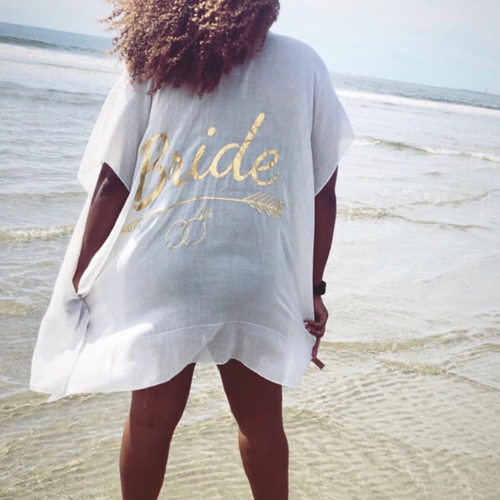 “Bride” swimsuit coverup